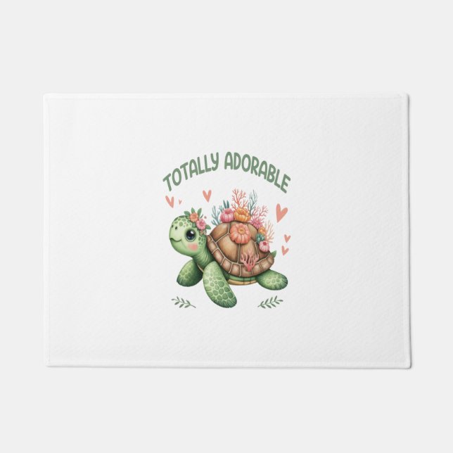 Paillasson Tortue totalement adorable avec corail (Devant)