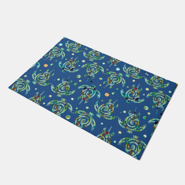 Paillasson Tortues de mer chamaniques Motif sans marin + votr (Incliné)