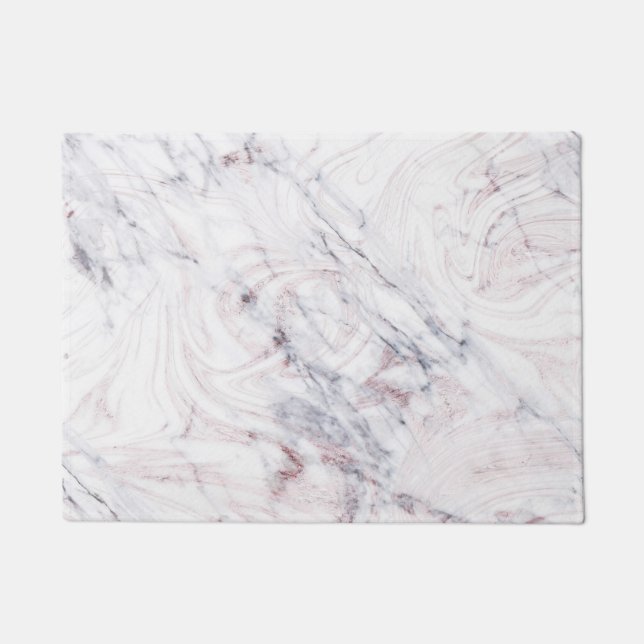 Paillasson Touche de marbre rose blanc et gris chic tendance (Devant)