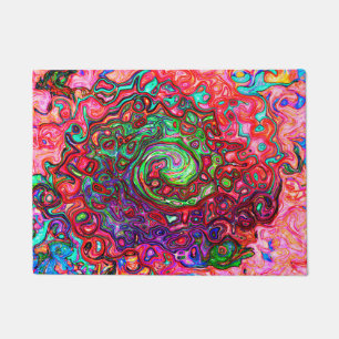 Paillasson Tourbillon Liquide Abstrait Rétro Groovy Rouge Aqu
