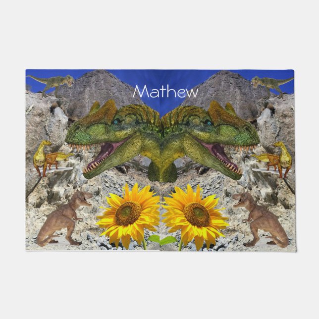 Paillasson Tournesol Floral Dinosaure Porte Mat (Devant)