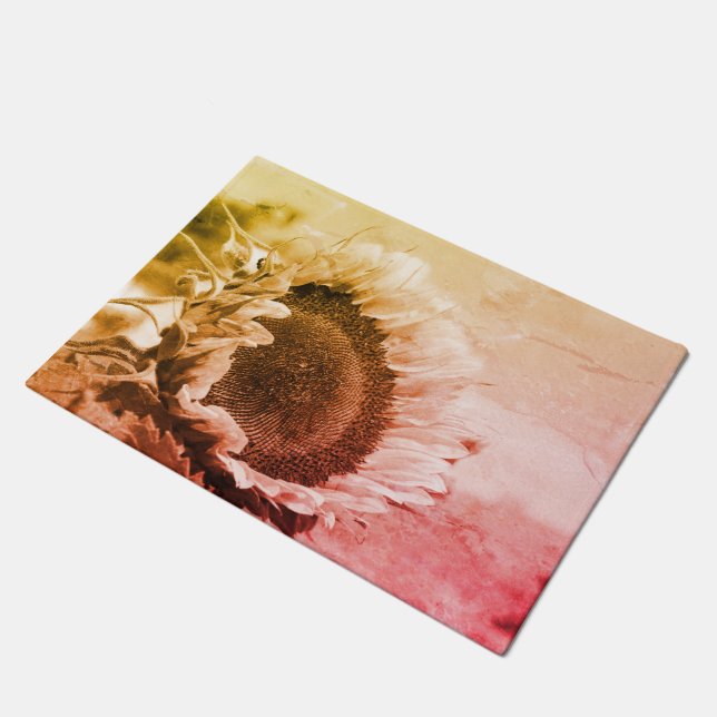 Paillasson Tournesol Noir Et Blanc Perdu Vintage (Incliné)