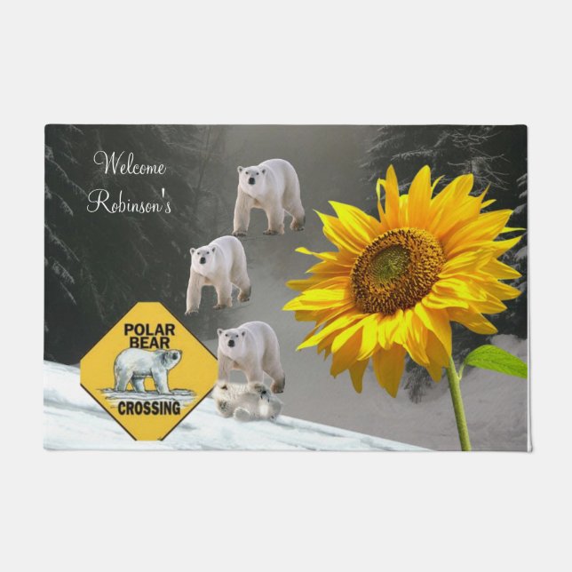 Paillasson Tournesol Polaire Ours Floral Porte Mat (Devant)