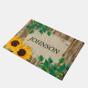 Paillasson Tournesol rustique en bois