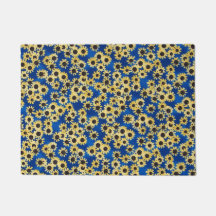 Tournesol sur la natte bleue