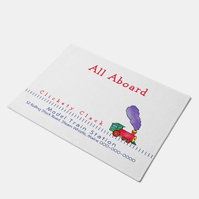 Paillasson Tous à bord de la station de train modèle (Incliné)