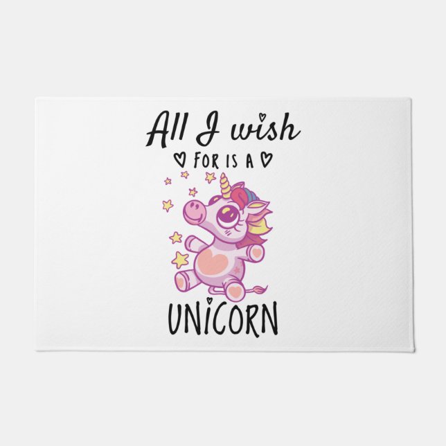 Paillasson Tout ce que je souhaite est une Licorne (Devant)