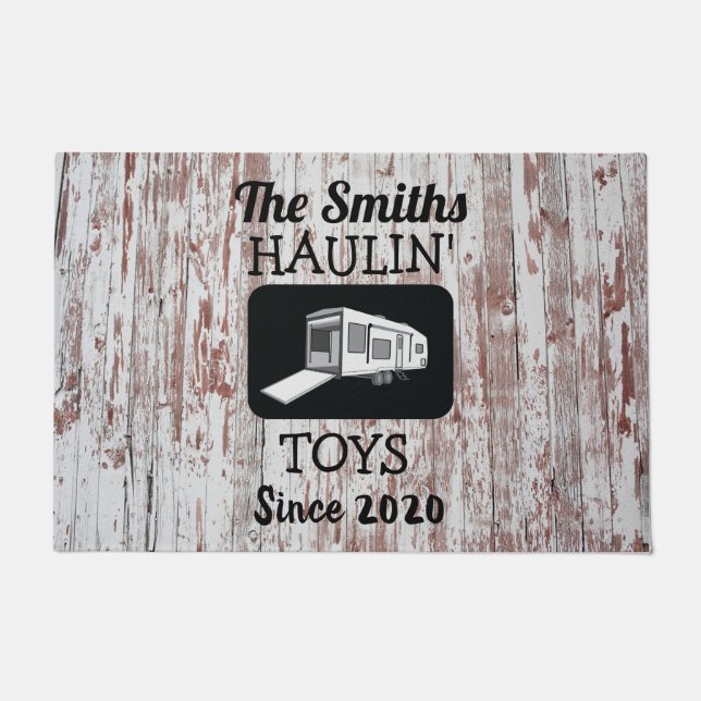 Paillasson Toy Hauler Doormat avec Arrière - plan Barnwood (Devant)