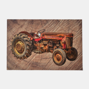 Paillasson Tracteur rouge antique