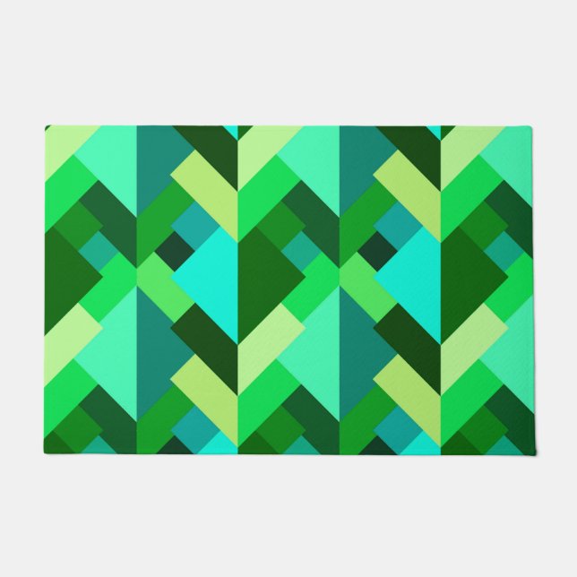 Paillasson Triangles Abstraits modernes, Emerald Green et Aqu (Devant)