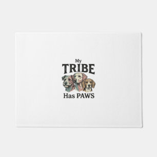 Paillasson Tribu de chiens a des pattes dessin de gravure vin