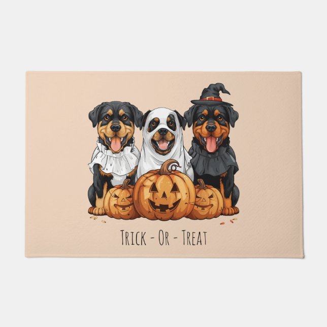 Paillasson Trick Ou Treat Halloween Rottweiler Dogs (Devant)
