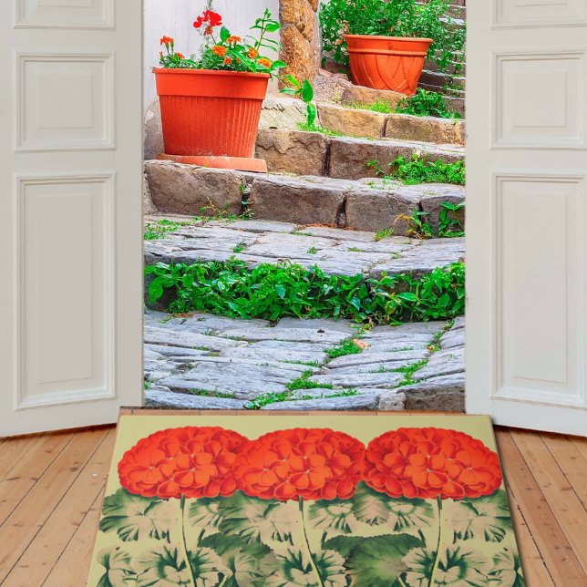 Paillasson Trio de géranium vintage - mat de porte à fleurs g (Créateur téléchargé)