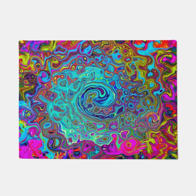 Paillasson Trippy Sky Blue Abstrait Retro Liquid Swirl (Devant)