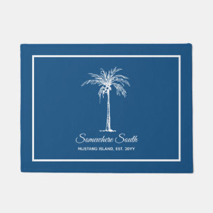 Paillasson Tropical Blue Palm Tree personnalisé
