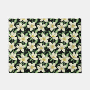 Paillasson Tropical continu motif fleurs blanches feuille ver
