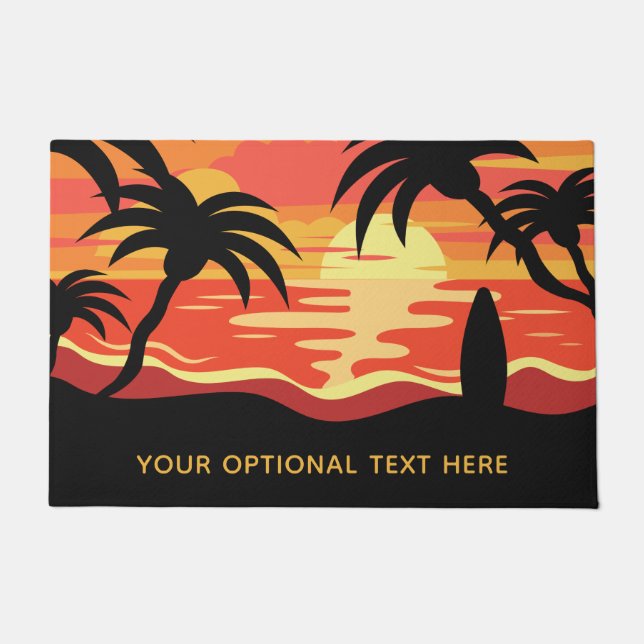 Paillasson Tropical Sunset mat de porte de texte personnalisé (Devant)