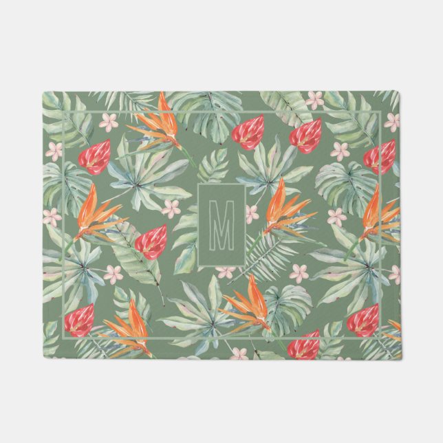 Paillasson Tropics Fleur et Imaginaire de feuillage avec Mono (Devant)