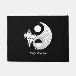 Paillasson Trouver l'équilibre Zen Yin Yang Noir Blanc