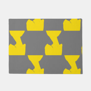 Paillasson Tulipes Jaunes Fleurs Florales Or Motif Gris