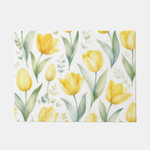 Paillasson Tulipes jaunes Peinture florale aquarelle Botaniqu