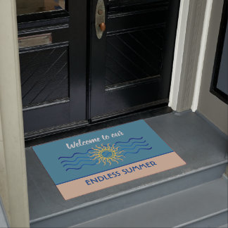 Paillasson Turquoise et kaki | Porte de bienvenue d'été sans 