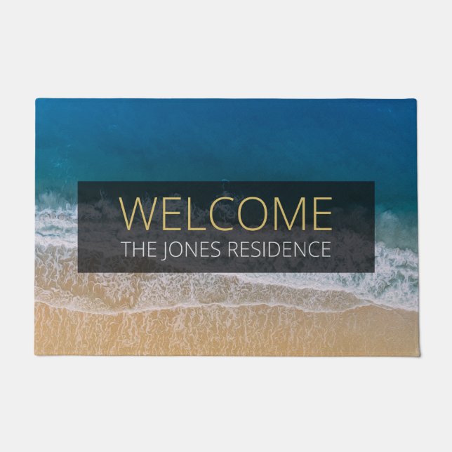 Paillasson Turquoise Océan Floride Sandy Beach Typographie (Devant)