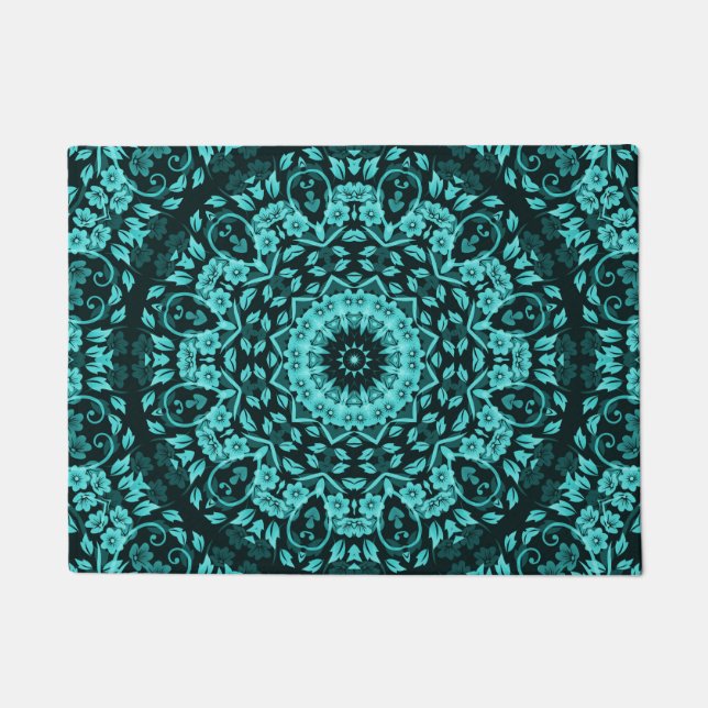 Paillasson Turquoise Turquoise Floral Mandala (Devant)