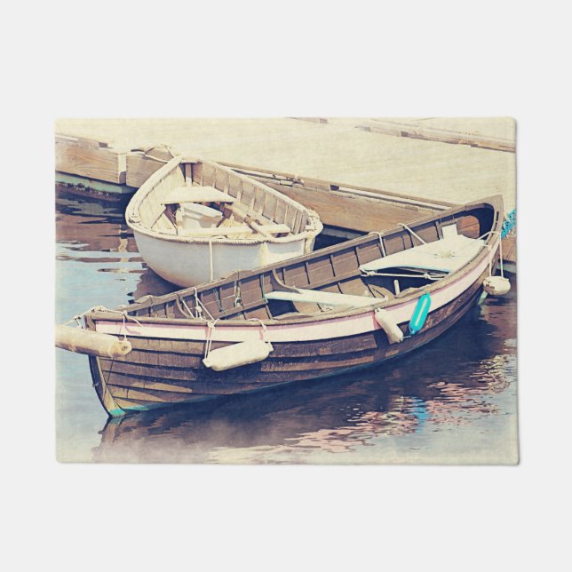 Paillasson Two Boats in a Harbor Rustic Nautical (Devant)
