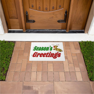 Paillasson Typographie de Noël de Reindeer Joyeuses Fêtes