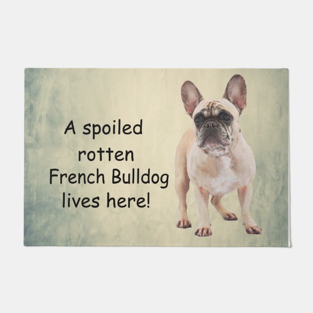 Paillasson Un Chien-taureau français pourri Spoché vit ici (Devant)