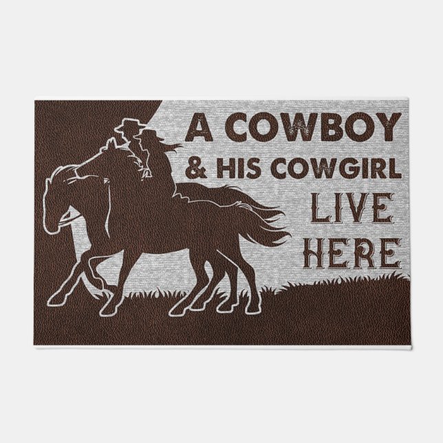 Paillasson Un Cowboy Et Sa Cowgirl Vivent Ici (Devant)