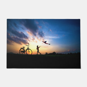 Paillasson Un garçon - Un vélo - Un chat Kite Floor