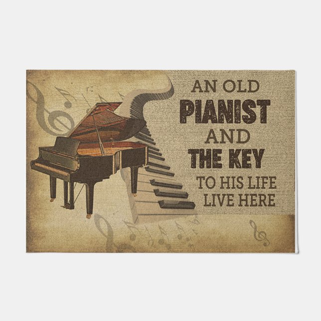 Paillasson Un Vieux Pianiste Et La Clé De Sa Vie Vivent Ici (Devant)