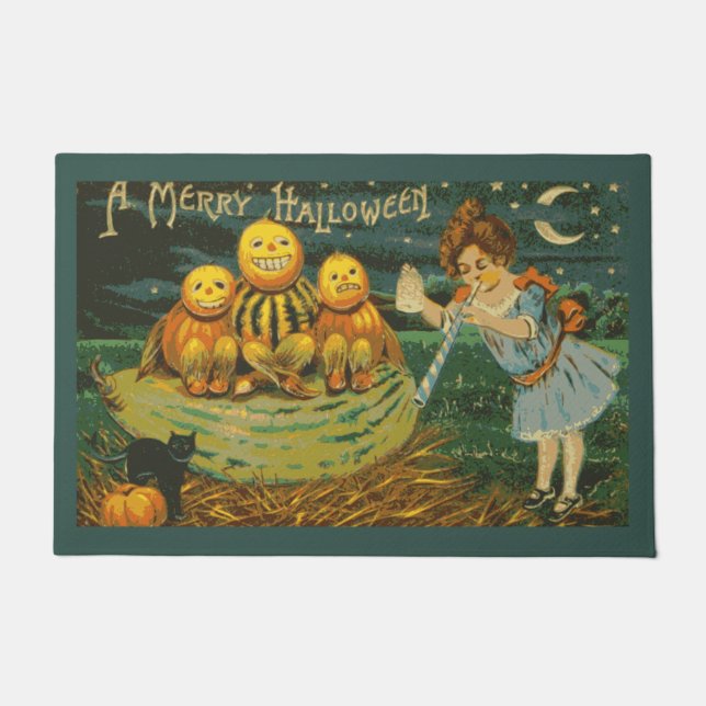Paillasson Une joyeuse Halloween Citrouilles Vintages (Devant)