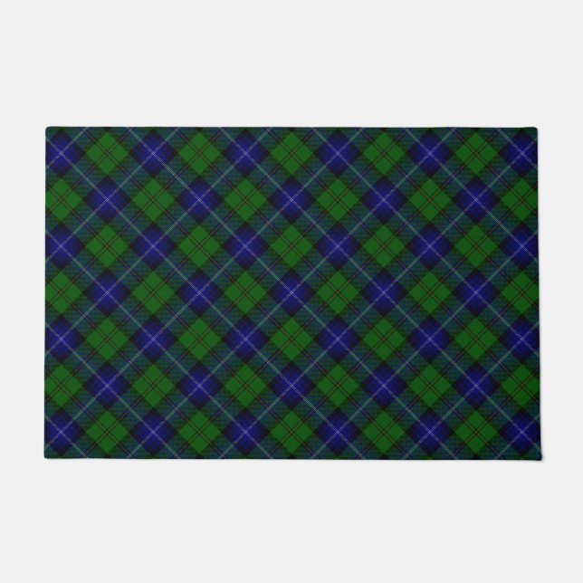 Paillasson Urquhart tartan bleu vert plaid (Devant)