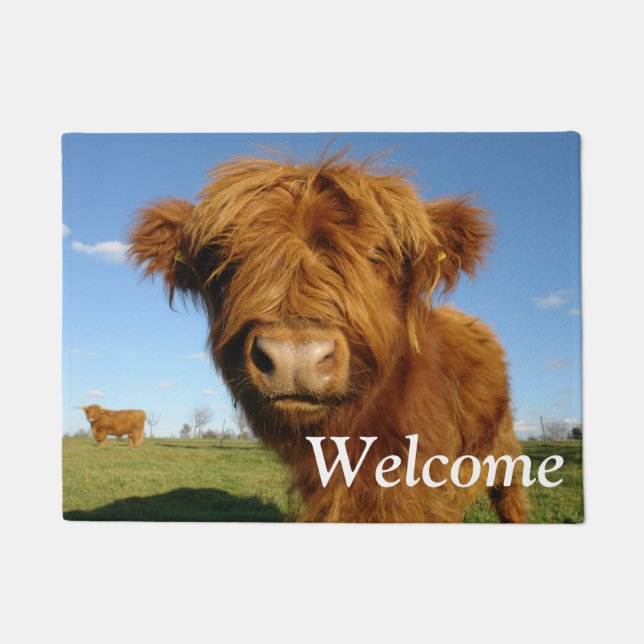 Paillasson Vache écossaise à boulettes - Ciel bleu (Devant)