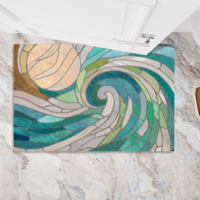Paillasson Vague et lune de mosaïque (Créateur téléchargé)