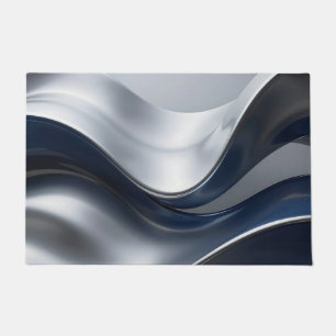 Paillasson Vagues fluides argent et marine Design moderne abs