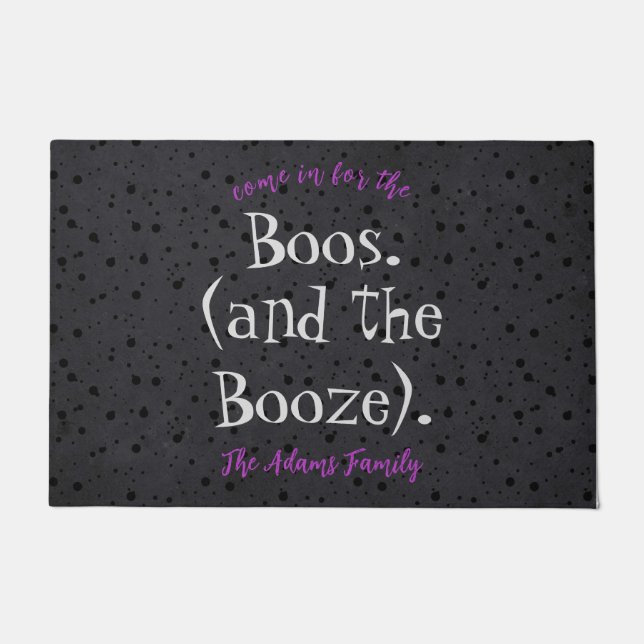 Paillasson Venez pour l'Halloween pour adultes Boos et Booze (Devant)