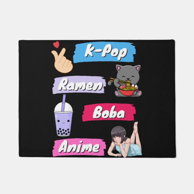 Paillasson Ventilateur de culture K-Pop, Ramen, Boba et Anime (Devant)