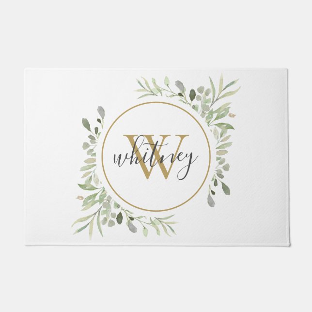Paillasson Verdure Monogramme Or Girly Script (Devant)