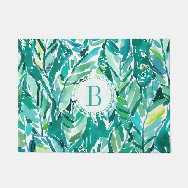 Paillasson Vert de JUNGLE de FEUILLE de BANANE tropical (Devant)