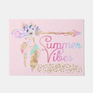 Paillasson Vibes d'été de Boho Parties scintillant en or rose