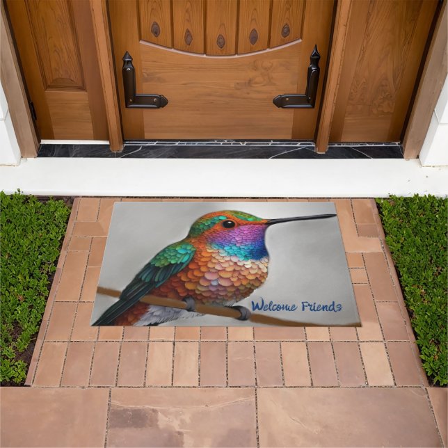 Paillasson Vibrant Allen’s Hummingbird Painting (De plein air)