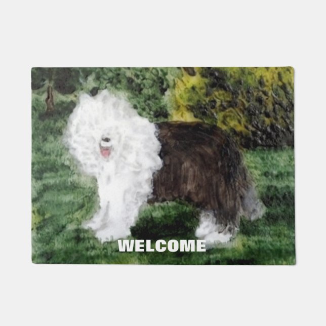 Paillasson Vieil art anglais de chien de berger vous (Devant)