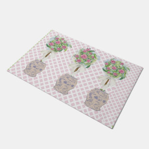 Paillasson Vin rose Topiary mat bleu et blanc Ginger Jar