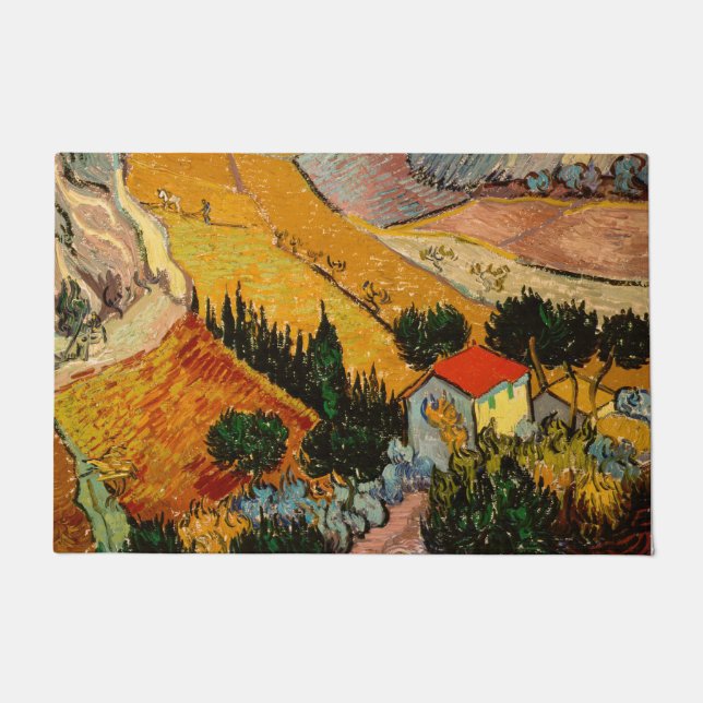Paillasson Vincent van Gogh - Paysage, Maison et Plowman (Devant)