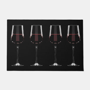 Paillasson Vins avec vin rouge sur noir