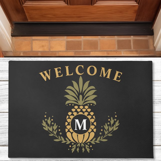 Paillasson Vintage ananas Monogrammé Personnalisé (Créateur téléchargé)